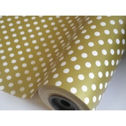 110 Mts x 60 cm Bobina de Papel de Regalo lunares color dorado