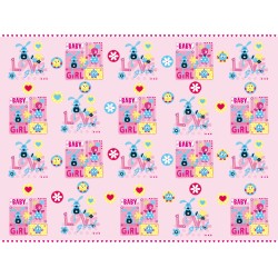 110 Mts x 60 cm BOBINA PAPEL PARA REGALO INFANTIL BABY GRIL