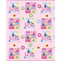 110 MTS x 30 CM  BOBINA PAPEL PARA REGALO INFANTIL BABY GRIL