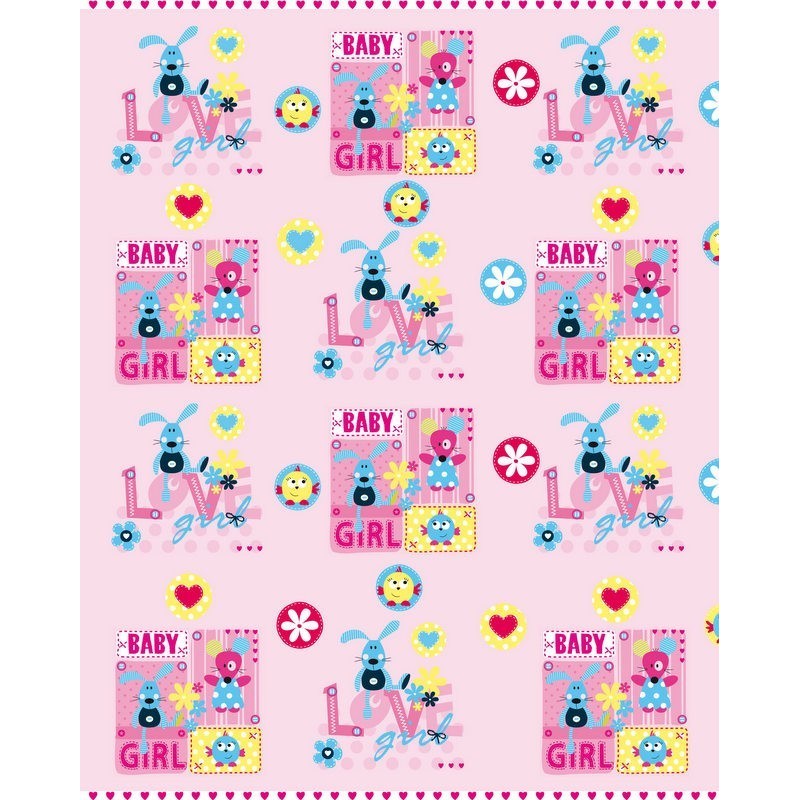 110 MTS x 30 CM  BOBINA PAPEL PARA REGALO INFANTIL BABY GRIL