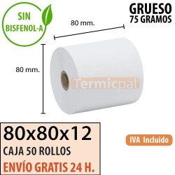 Papel térmico 80x80x12 al mejor precio Envío Urgente Gratis