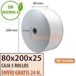 Papel térmico 80x200x25 mejor precio Envío Urgente Gratis
