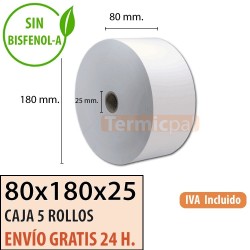 Papel térmico 80x180x25 mejor precio Envío Urgente Gratis