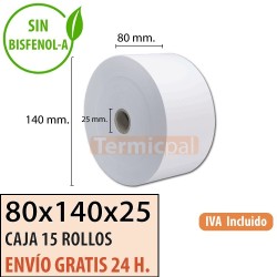 Papel térmico 80x140x25 al mejor precio Envío Urgente Gratis