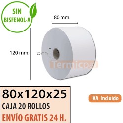 Papel térmico 80x120x25 al mejor precio Envío Urgente Gratis