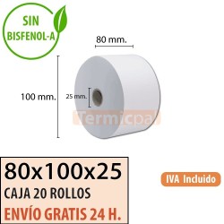 Papel térmico 80x100x25 al mejor precio Envío Urgente Gratis