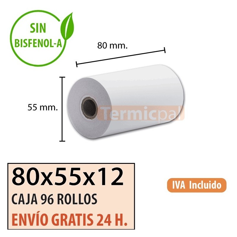 Papel térmico 80x55 al mejor precio Envío Urgente Gratis