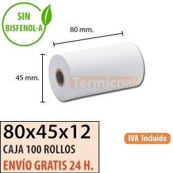 Papel térmico 80x45 al mejor precio Envío Urgente Gratis
