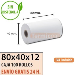 Papel térmico 80x40 al mejor precio Envío Urgente Gratis