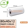 100 ROLLOS DE PAPEL TÉRMICO 80X40X12
