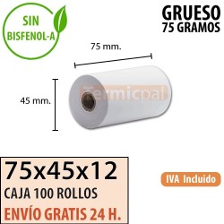 Papel térmico 75X45X12 Grueso al mejor precio Envío Urgente Gratis