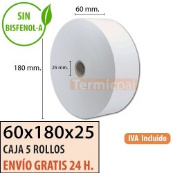 Papel térmico 60x180x25 al mejor precio Envío Urgente Gratis
