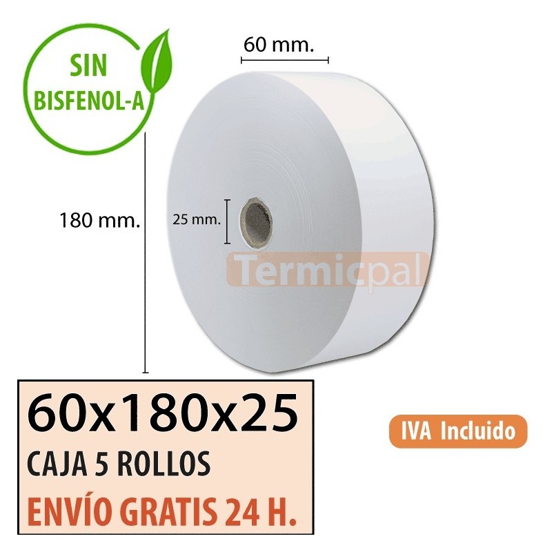 Papel térmico 60x180x25 al mejor precio Envío Urgente Gratis