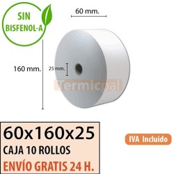 Papel térmico 60x160x25 al mejor precio Envío Urgente Gratis