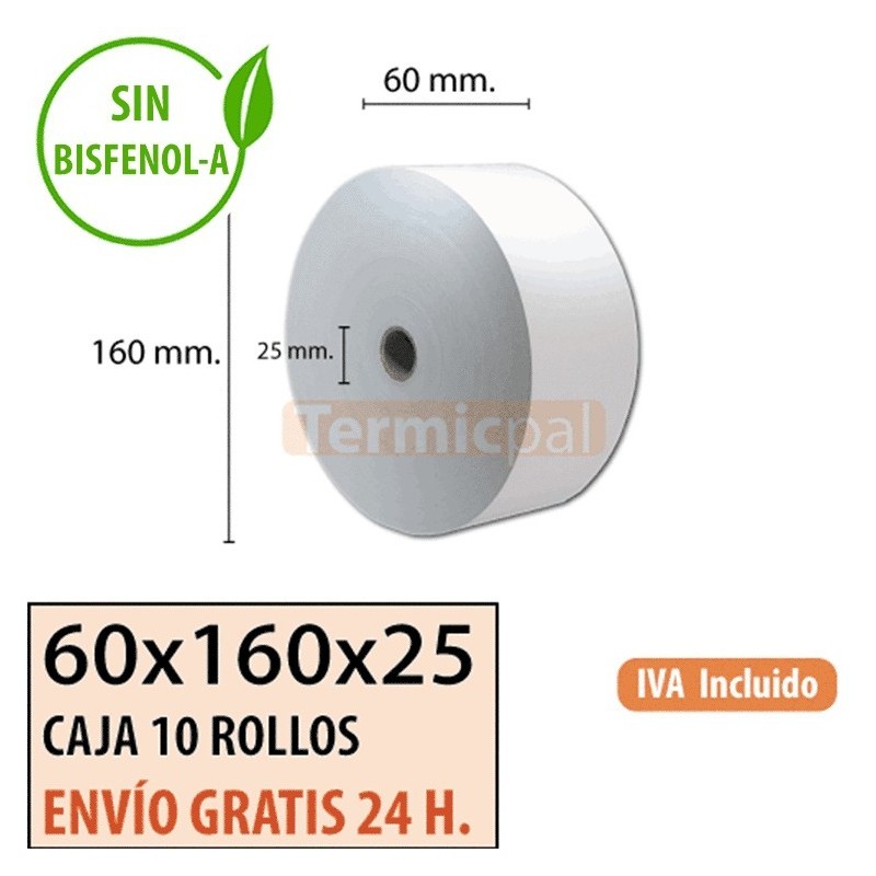 Papel térmico 60x160x25 al mejor precio Envío Urgente Gratis