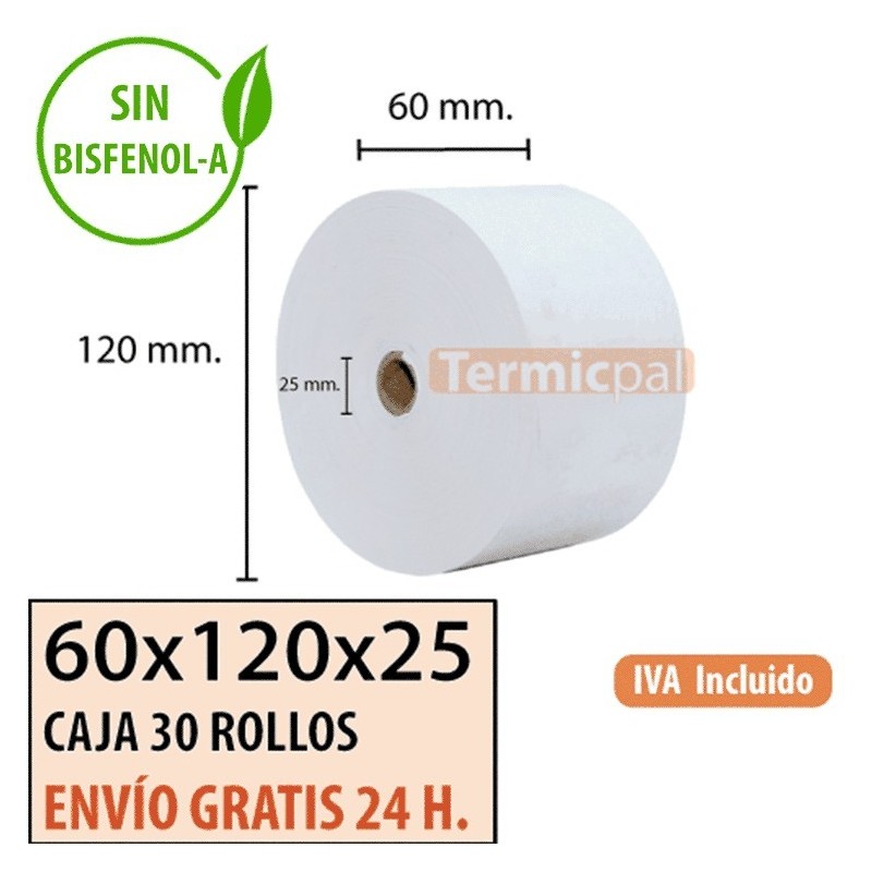 Papel térmico 60x120x25 al mejor precio Envío Urgente Gratis