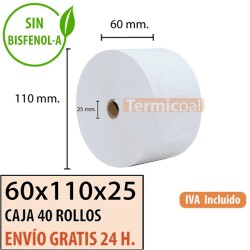 Papel térmico 60x110x25 al mejor precio Envío Urgente Gratis