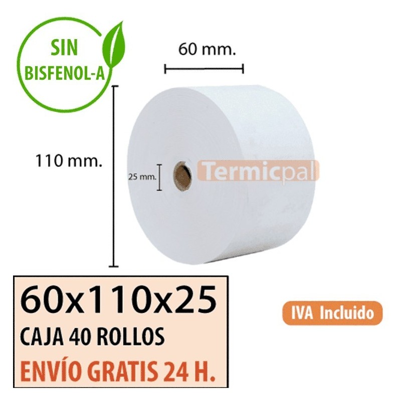 Papel térmico 60x110x25 al mejor precio Envío Urgente Gratis
