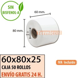 Papel térmico 60x80x25 al mejor precio Envío Urgente Gratis