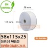 Papel térmico 58x115x25 al mejor precio Envío Urgente Gratis