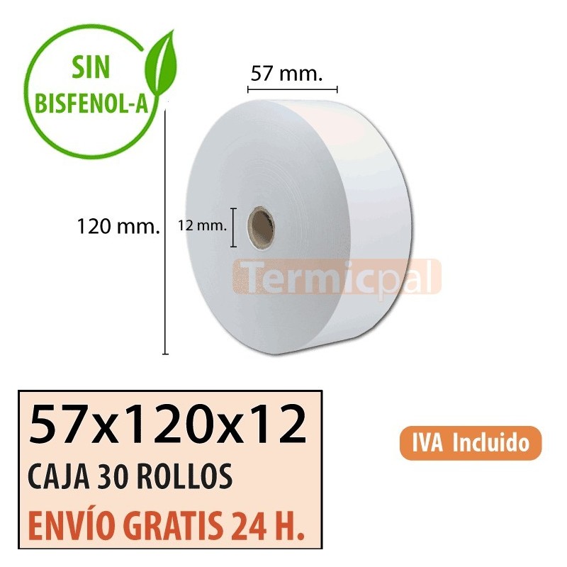 30 ROLLOS DE PAPEL TÉRMICO 58X115X25