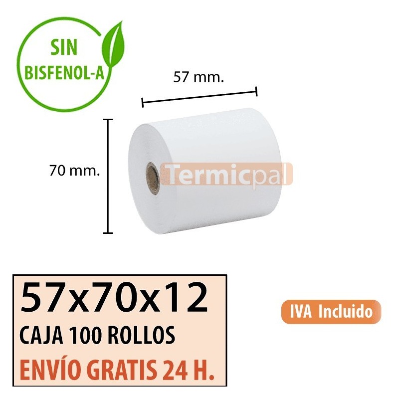 Papel térmico 57x70x12 al mejor precio Envío Urgente Gratis