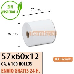 Papel térmico 57x60x12 al mejor precio Envío Urgente Gratis