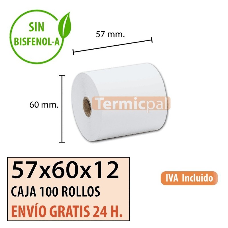 Papel térmico 57x60x12 al mejor precio Envío Urgente Gratis
