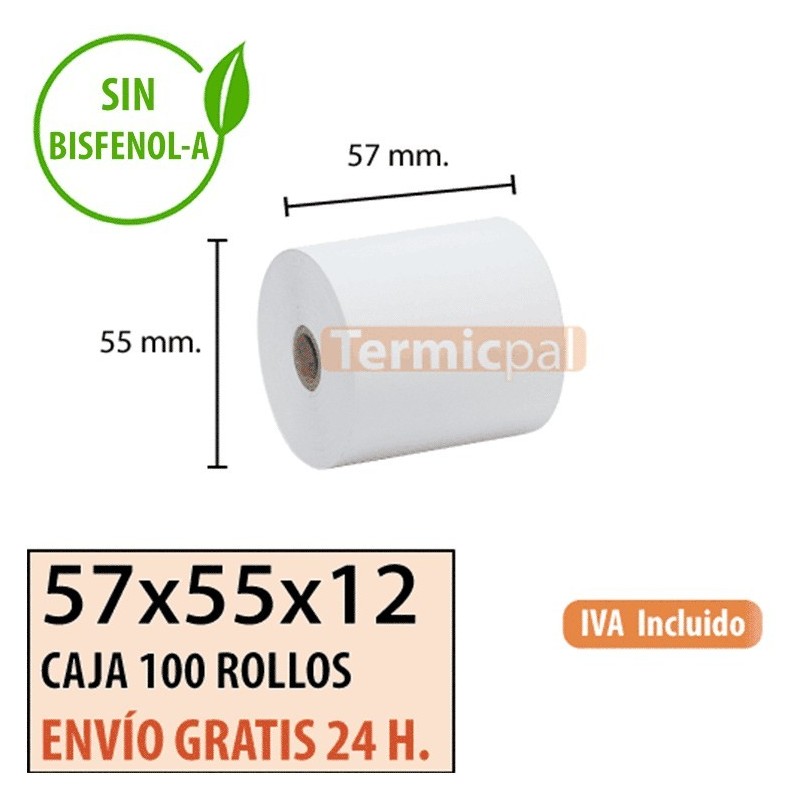 Papel térmico 57x55x12 al mejor precio Envío Urgente Gratis