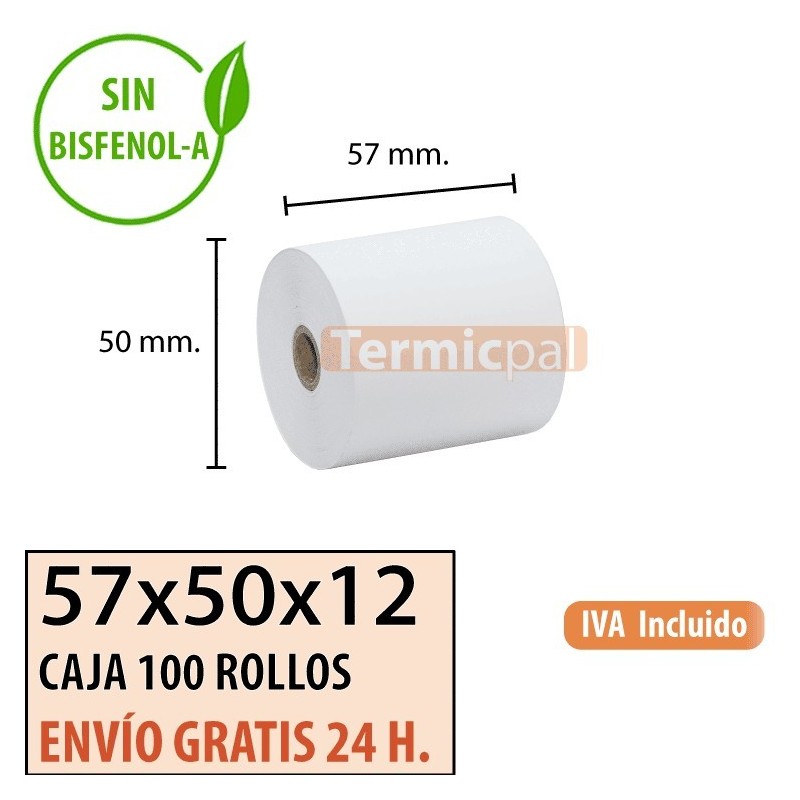 Papel térmico 57x50x12 al mejor precio Envío Urgente Gratis