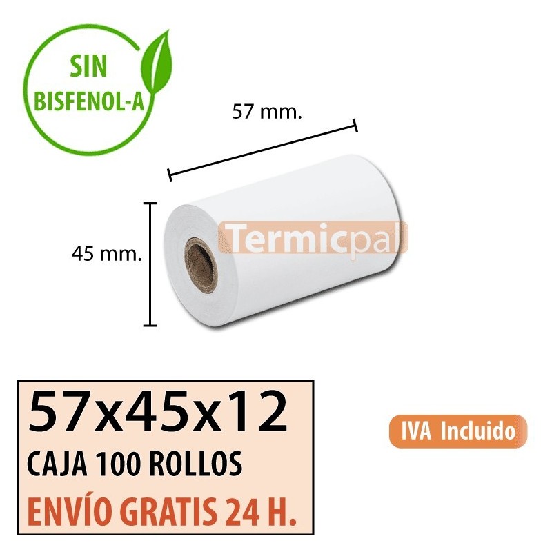 Papel térmico 57x45x12 al mejor precio Envío Urgente Gratis