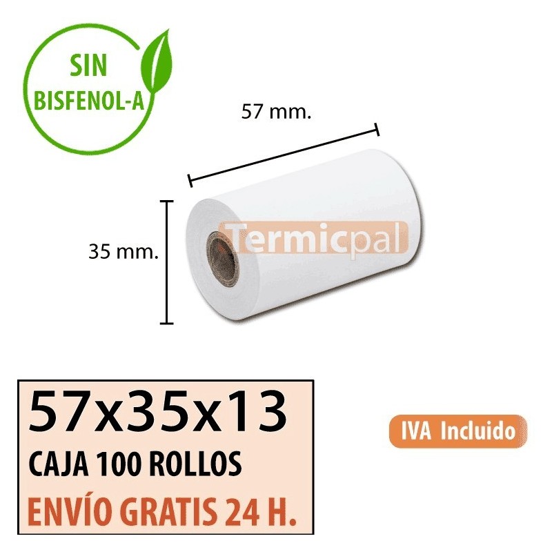 Papel termógrafo 57x35x13 al mejor precio Envío Urgente Gratis