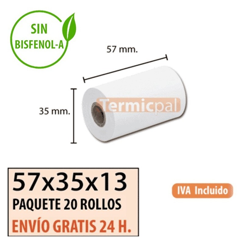 Papel termógrafo 57x35x13 al mejor precio Envío Urgente Gratis