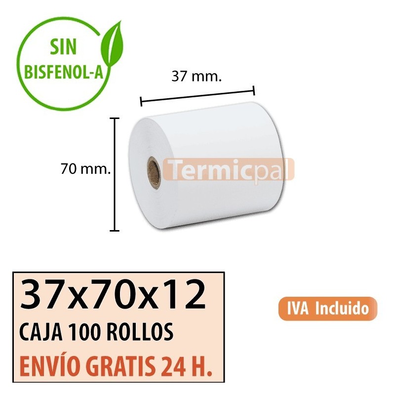 Papel térmico 37x70x12 al mejor precio Envío Urgente Gratis