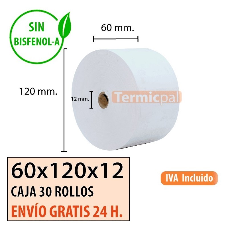 30 ROLLOS DE PAPEL TÉRMICO 60x120x25