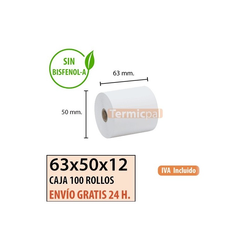 Papel térmico 63x50x12 al mejor precio Envío Urgente Gratis