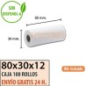 100 ROLLOS DE PAPEL TÉRMICO 80X35X12
