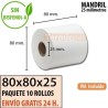 10 ROLLOS DE PAPEL TÉRMICO 80X80x25