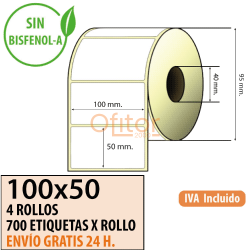 100X50 - 4 Rollos Etiquetas Térmicas