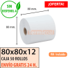 50 ROLLOS DE PAPEL TÉRMICO 80X80X12