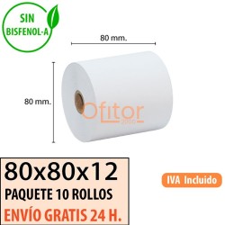 Papel térmico 80x80x12 al mejor precio Envío Urgente Gratis