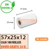 100 ROLLOS DE PAPEL TÉRMICO 57x25x12