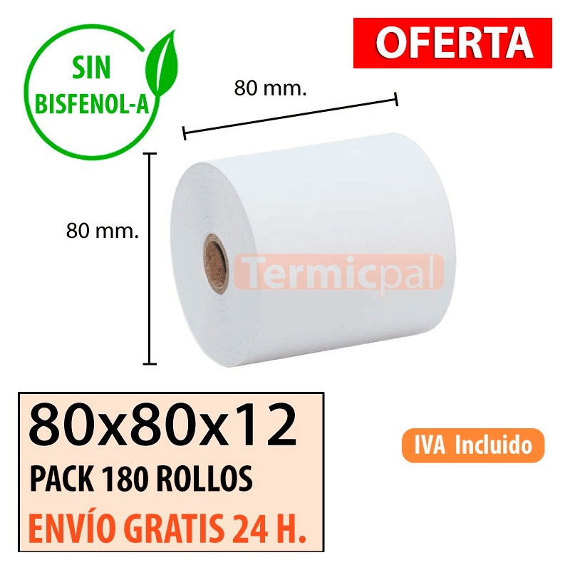 Papel térmico 80x80 al mejor precio Envío Urgente Gratis