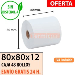 Papel térmico 80x80x12 al mejor precio Envío Urgente Gratis