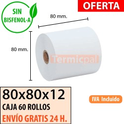 Papel térmico 80x80x12 al mejor precio Envío Urgente Gratis