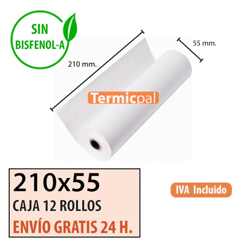 Papel térmico 210x55x12 al mejor precio Envío Urgente Gratis