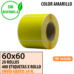 Etiqueta térmica 60x60x40 amarilla al mejor precio Envío Urgente Gratis