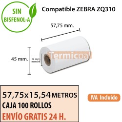 Papel Zebra 57,75x15,54 mts al mejor precio Envío Urgente Gratis