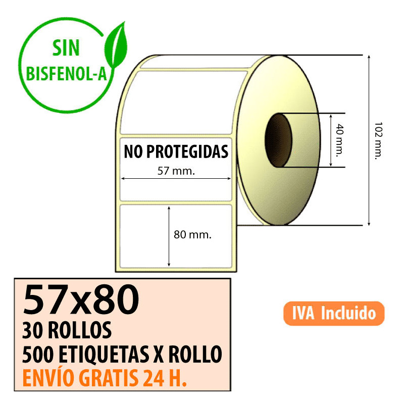 Etiqueta térmica 57x80x40 al mejor precio Envío Urgente Gratis