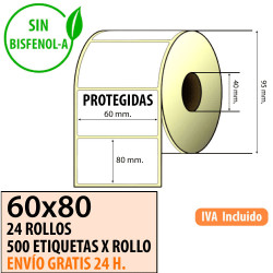 Etiqueta térmica 60x80x40 Protegida al mejor precio Envío Urgente Gratis